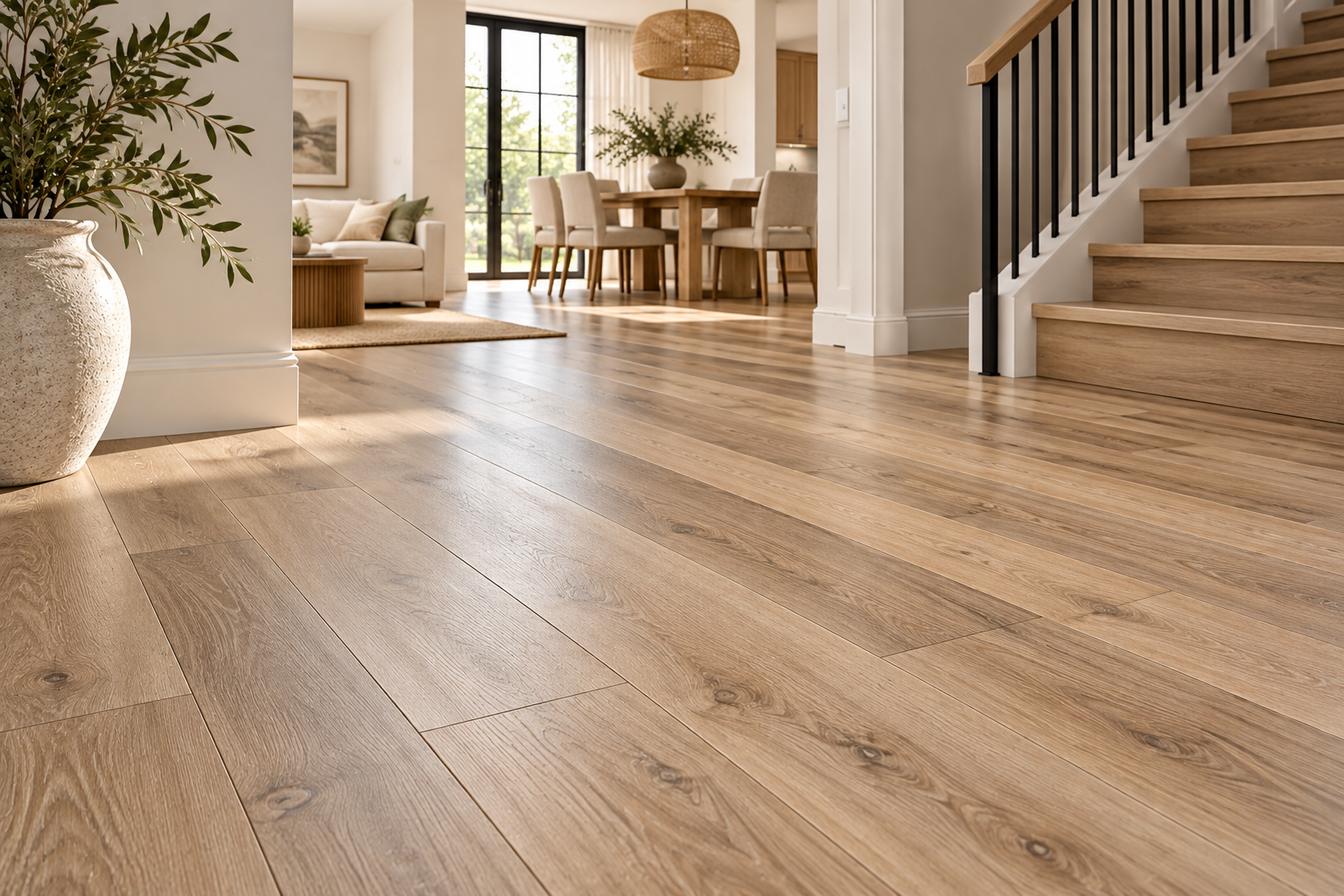 Warm Oak laminate Flooring in a Modern Home